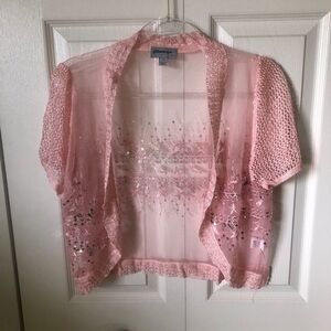 Glitterscope Pink Sheer Sequin Shrug Size 2XL
